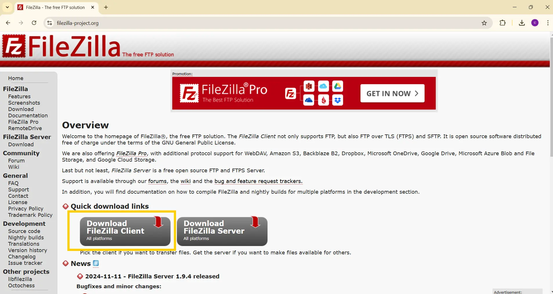 download filezilla